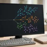 AI agent frameworks compared: four branching workflow paths glowing on a developer monitor