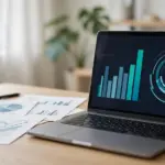 AI automation ROI measured on a business analytics dashboard with an upward growth chart