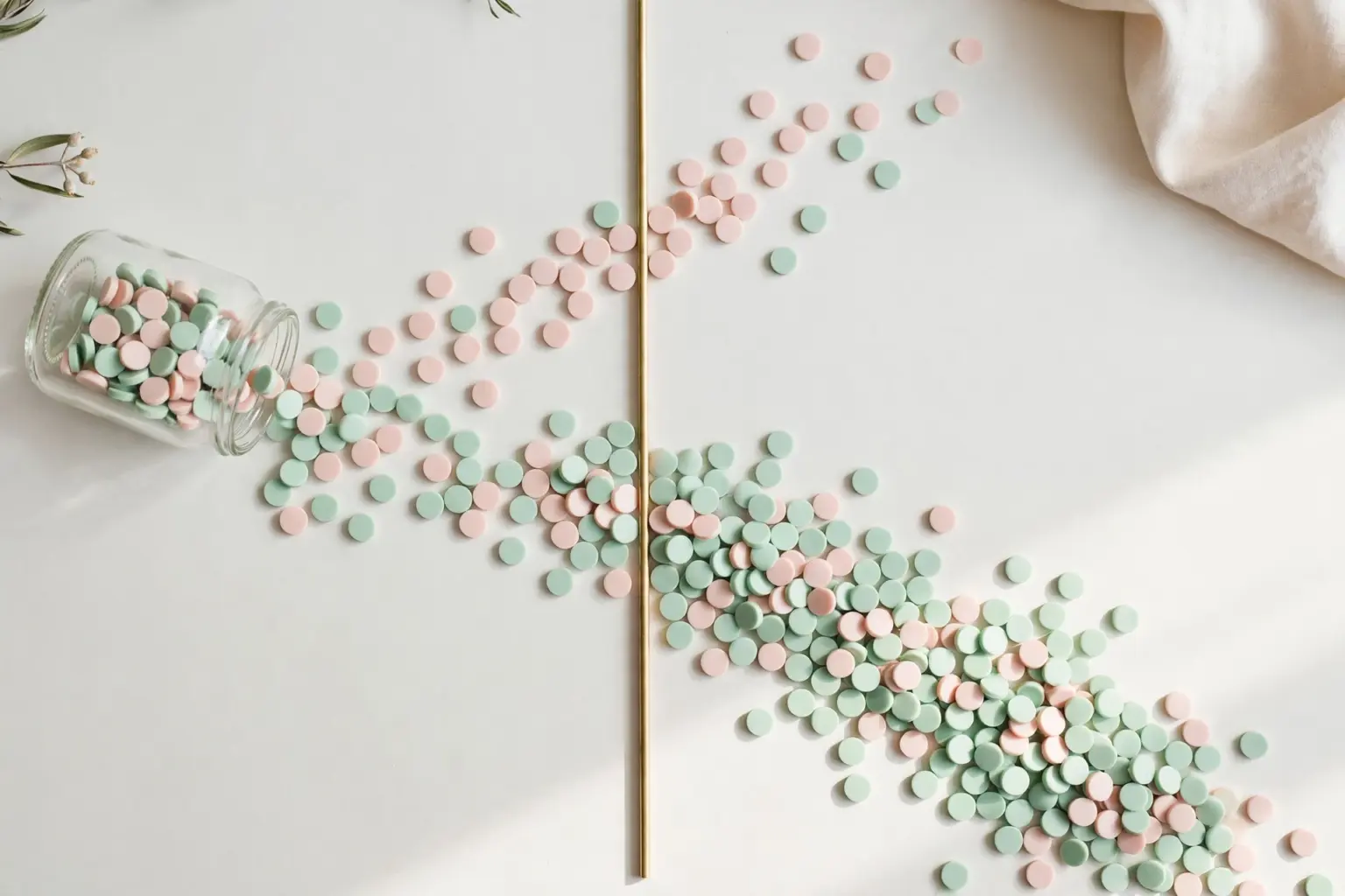 Glass jar of pastel tokens split into two streams — Make AI credit pricing split