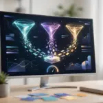 Deep research API cost per finished report: three research funnels pouring sources into one report on a monitor