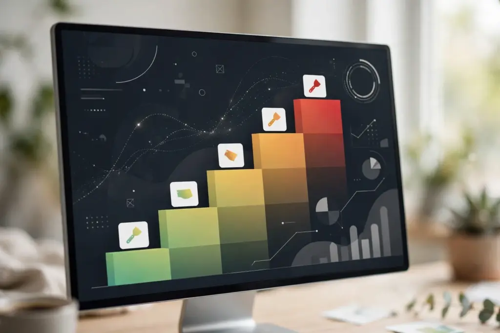 The web scraping risk ladder for solo founders: five steps rising from green to red on a monitor