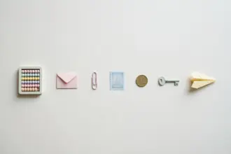 Seven pastel desk props in a row — a complete toolkit