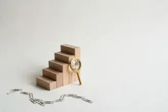 Wooden blocks and magnifying glass — n8n workflow blueprints