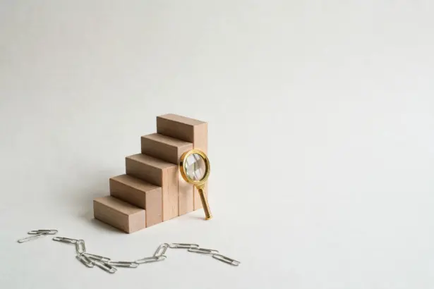 Wooden blocks and magnifying glass — n8n workflow blueprints
